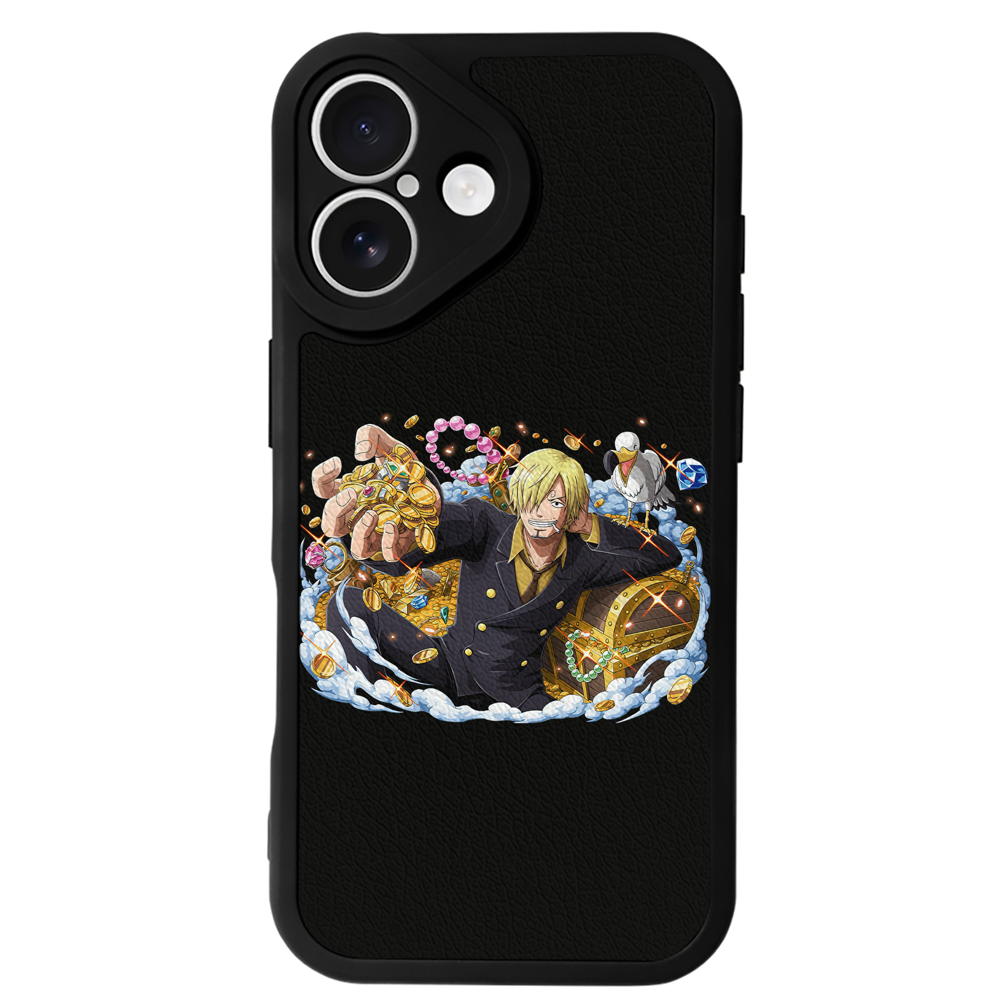 （画像用） ワンピース サンジ ONE PIECE Sanji 【iPhone 16シリーズ対応】シリコンスマホケース（レザー調） 材質：シリコン